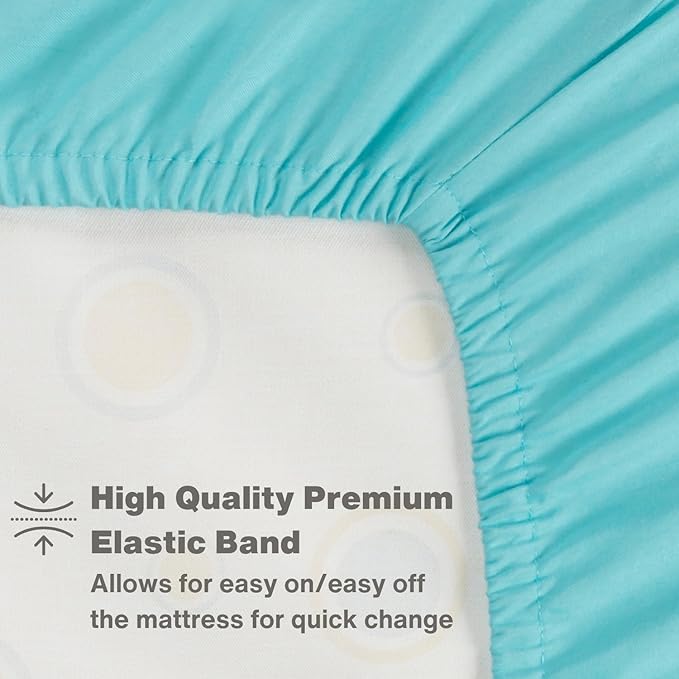 Everyday Kids Fitted Crib Sheet, 100% Soft Breathable Microfiber Baby Sheet, Fits Standard Size Crib Mattress 28in x 52in, Aqua Nursery Sheet