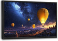 Olivine Hot Air Balloon Wall Art, Cappadocia Landscape Pictures Wall Decor, Night Adventure Paintings, Travel Canvas Prints, Framed Artwork for Bathroom Bedroom Living Room Office Home 36"x24"