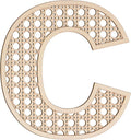 Large Boho Wooden Rattan Letters 12 inch for Nursery Decor Wood Letter C Wall Decors for Baby Girl Boy Bedroom Home Rustic Name Sign Birthday Wedding Decorative Letters
