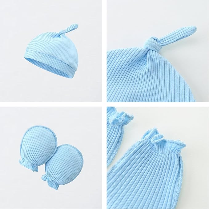 Baby Romper with Baby Mittens & Newborn Hats Footless Long Sleeve Solid Onesie Hi Im New Here
