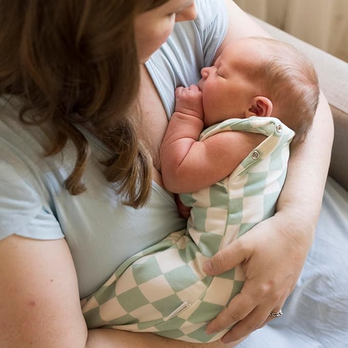 Tiny Twinkle Baby Sleep Sack 3-6 Months 1.0 TOG | Cotton & Elastane Wearable Blanket, Swaddle Transition Micro-Fleece, Machine Washable (Sage Checkers)