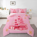 Erosebridal Xmas Tree Toddler Bedding Sets Merry Christmas Comforter Sets for Kids Boys Girls Teens Snowflake Decorations Down Comforter Princess Bow Pink Decor Duvet Insert