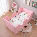 Toddler Floor Bed with Removable Safety Rails and Storage Bag, Kids Bed for Girl and Boys, Standard Crib Size, Safety Upholstered Child Beds, Low to Floor Design