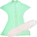 SleepingBaby Fleece Zipadee-Zip Transition Swaddle and Snuggle Strap Bundle - Roomy Baby Swaddle Blanket with Zipper Convenience and Wearable Blanket Accessory, Mint, Medium (6-12 Month)
