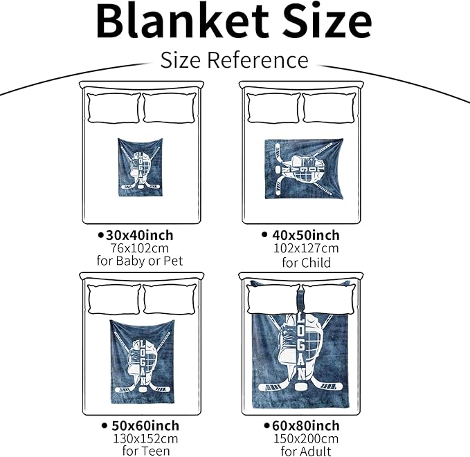 Custom Name Number Hockey Blanket: Personalized Gift for 0-3 Months Baby Nursery Blankets - Toddler Kids Boy Girl Adults Bedding Essentials(40 * 50inch)