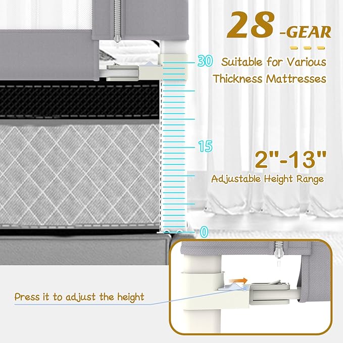 Height Adjustable Bed Rail for Toddlers, Kids Safety Baby Bed Rail for Twin/Full/King/Queen Size Bed (1 Side, 59 Inch)