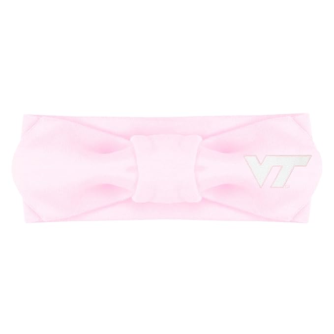 Creative Knitwear Virginia Tech Hokies Infant Girls Pink Solid Hair Knot Headband Embroidered Logo - Size Newborn - 4T