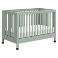 babyletto Maki 2-in-1 Portable Folding Crib with Toddler Bed Conversion Kit in Light Sage, Greenguard Gold Certified