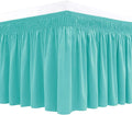 Biscaynebay Wrap Around Bed Skirts for King & Cal King Beds 17" Long Drop, Aqua Adjustable Elastic Dust Ruffles Easy Fit Wrinkle Resistant Silky Luxurious Fabric Machine Washable