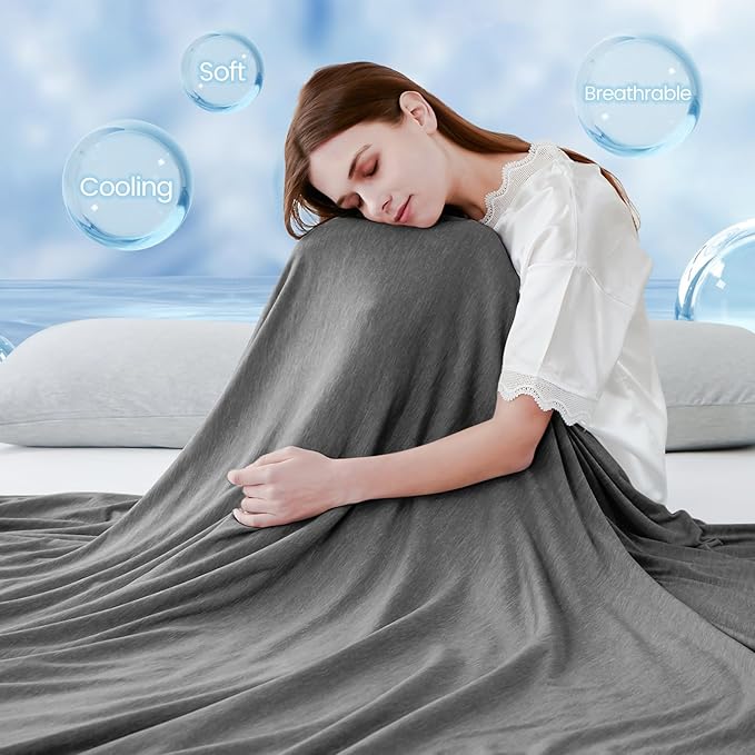 Cooling Blanket for Hot Sleepers Night Sweats Queen Size Cool Summer Blanket 79 X 86in Japanese Q-Max>0.5 Arc-Chill Cooling Fiber Keep Adults/Children Cool All Night Soft Breathable All-Season-Black