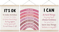 Koesus Inspirational Classroom Pink Rainbow Wall Art Poster Hanger Frame 12x16 Inch Set of 3, Positive Affirmations for Kids, Motivational Canvas Prints Framed Wall Decor for Classroom Kids Room