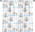 Cartoon Bear Curtains, Lovely Bear Adventure Airplane Blue White Stripe Blackout Window Treatments, Rod Pocket Thermal Insulated Drapes 2 Panel Sets for Kids Bedroom Nursery Classroom, 42"W X 54"L