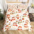 Manfei Cute Snowman Duvet Cover Set King Size, Christmas Theme Bedding Set for Kids Kids Girls Room Decor, Western New Year Comforter Cover, Lightweight Bedspread Cover, 2 Pillowcases, No Comforter