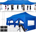 COBIZI 10x30 Pop up Canopy Tent 10x30 Canopy with Sidewall Waterproof Heavy Duty Commercial for Parties Outdoor Garden Gazebo Tent, Carry Bag with Wheel(10x30ft with Sidewalls,Blue)