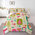 Erosebridal Xmas Decor Quilts Kids Santa Claus Christmas Tree Comforter Set Boys Girls Bedroom, Cartoon Snowflake Bedding Set Cute Snowman Down Comforter Full Size