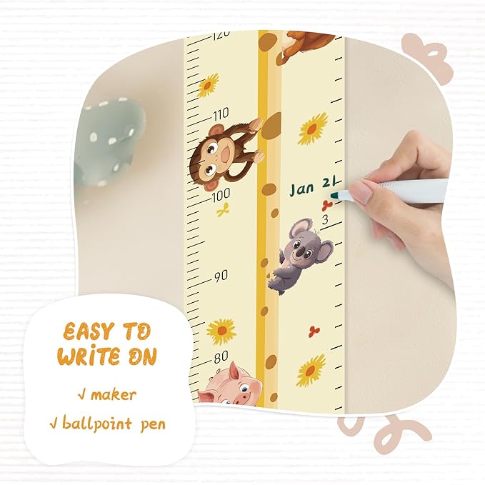 Customize Name Growth Chart Wall, Funny Giraffe Premium Canvas Removable Height Chart for Kids (Giraffes)
