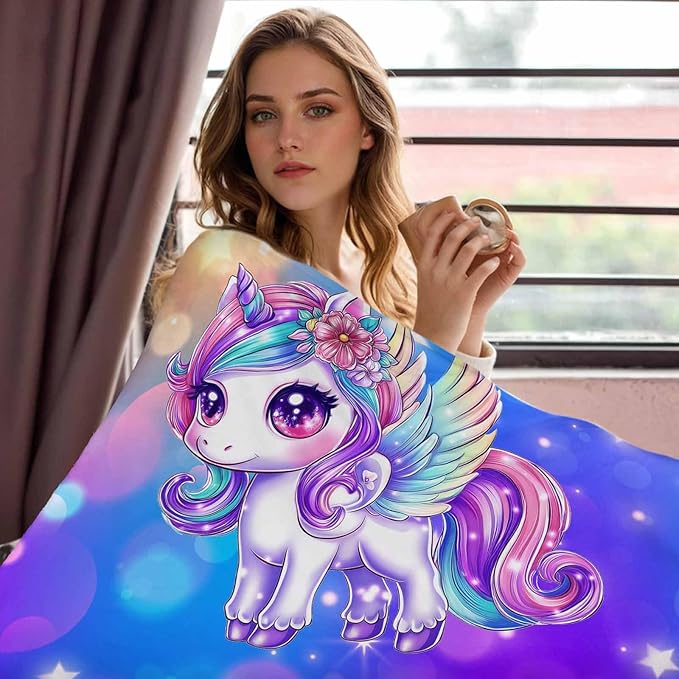 Ship Next Day, Custom Baby Blanket with Name for Girls Boys, Cute Unicorn Blankets, Personalized Name & Animals Blankets for Kids Teens, Christmas Birthday Gifts for Daughter Son Nephew Niece