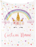 Custom Horse Blanket with Name for Girl, Personalized Name Blanket for Kids, Soft Flannel Pink Toddler Blanket Customized Gift for Birthday Christmas Baby Shower Children Day 40x50in