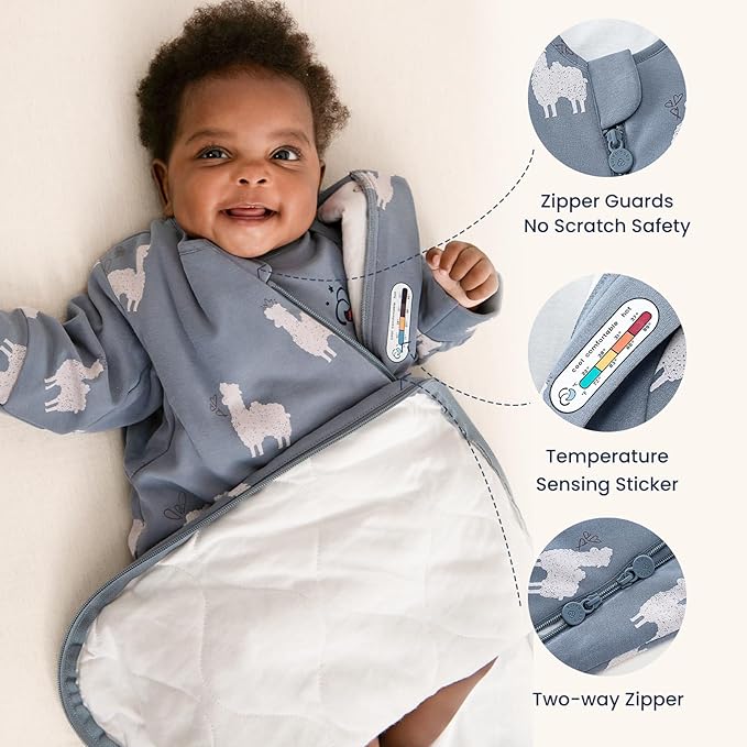 Unisex Sleeping Bag for Babies and Toddlers 1.0 Tog Sleep Sack 0-6 Months, Newborn Sleep Sack, Wearable Blanket Baby, One Piece Long Sleeves, Gifts for Baby
