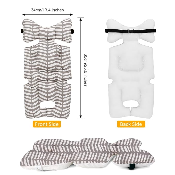 Baby Stroller Seat Liner Toddler Seat Stroller Cushion Pad Soft and Breathable 3D Air Mesh Cooling Pram Pushchair Seat Liners Universal for Infant （Gray White Geometry）