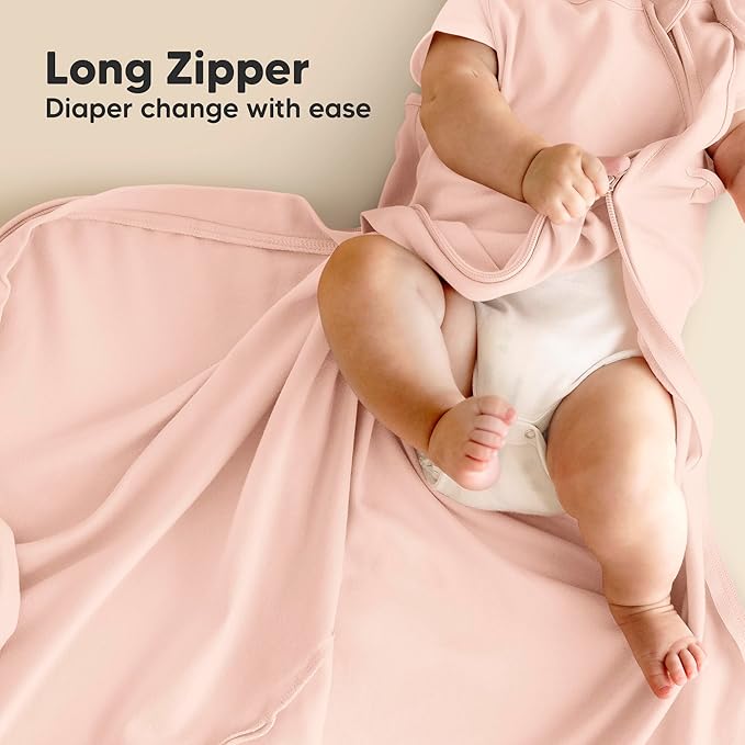 2-Pack Organic Baby Sleep Sacks, 100% Cotton - Soft & Breathable 0.5TOG Baby Wearable Blanket, Toddler Sleeping Sack 18-24 months, Easy to Wear Transitional Swaddles for Newborns (Mist Rose, L)