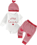 My First Valentines Baby Boy Outfit Lover Boy Long Sleeve Romper Pants Hat Infant Onesie Newborn Clothes Outfits