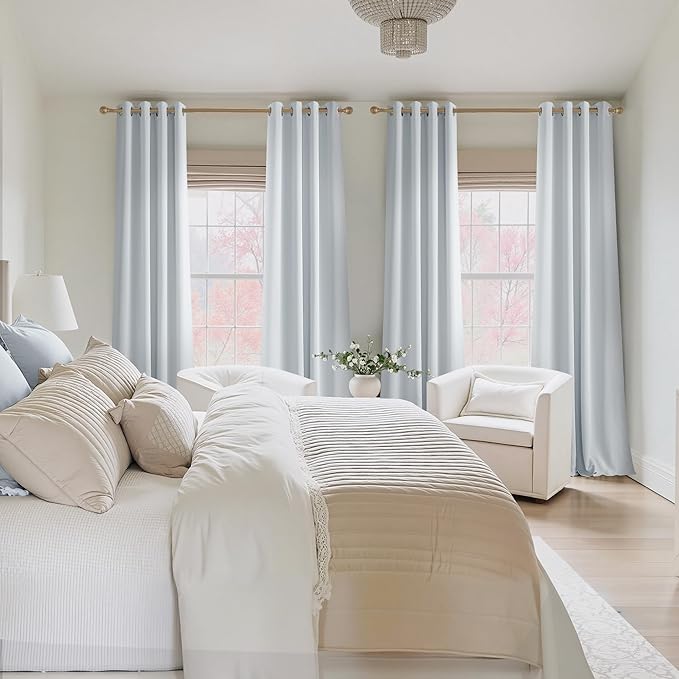 NICETOWN Greyish White Room Darkening Panels - Grommet Thermal Insulated Window Treatments for Bedroom, Yard, Nursery, Kids Room, Laundry - Breathable, 2 Panels, W52 x L63