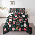 Feelyou Christmas Kids Comforter Set Twin Size Xmas Tree Ball Bedding Set Penguin Duvet Quilt for Kids Boys Girls Bedroom Gingerbread Houses Decor Microfiber Ultra Soft Breathable