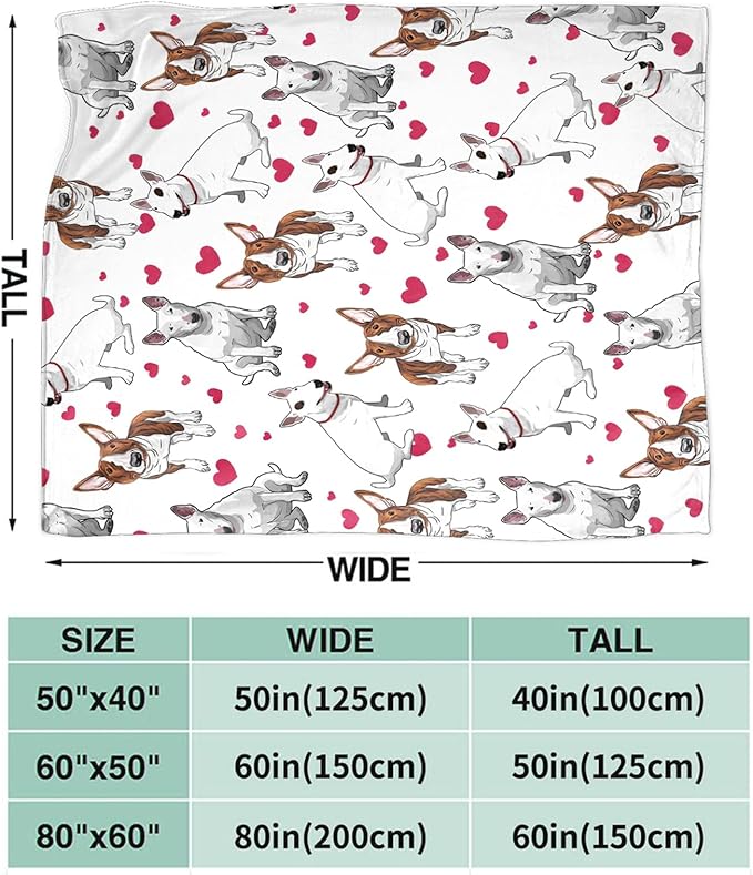 Tijuboni Bull Terrier Throw Blanket Dog Gifts for Girls Boys Women Men Kids Adults Soft Flannel Fleece Blanket for Couch Sofa Bed Home Decor 50"x60"