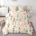 Erosebridal 7Pcs Beige Christmas Comforter Set Twin Size,Princess Nutcracker Bedding Set,Xmas Tree Snow Bed in A Bag for Kids Boys Girls,Starry Sky Christmas Decoration Quilt with Flat Fitted Sheet