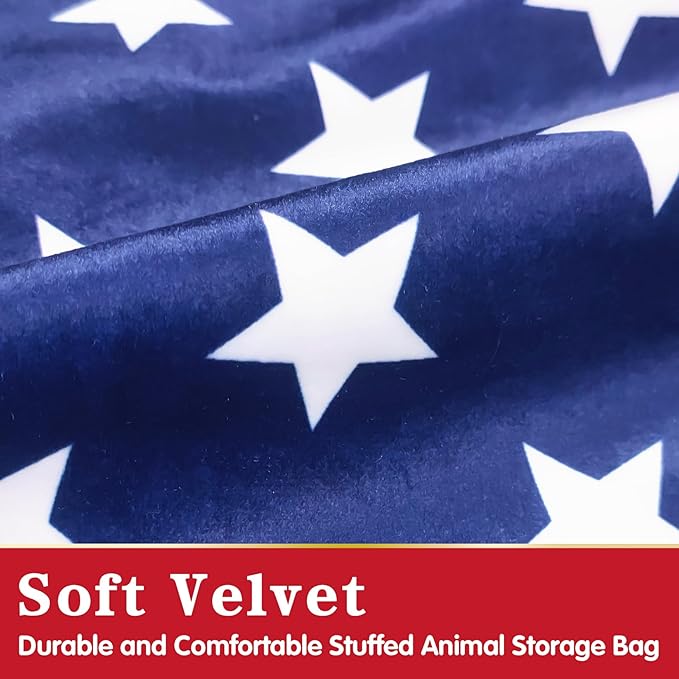 Jorbest Stuffed Animal Storage Bean Bag Chair for Kids and Adults, Stuffed Animal Bean Bag Storage, Luxury Velvet Cover Only (Navy with White Stars 200 L/52 Gal)