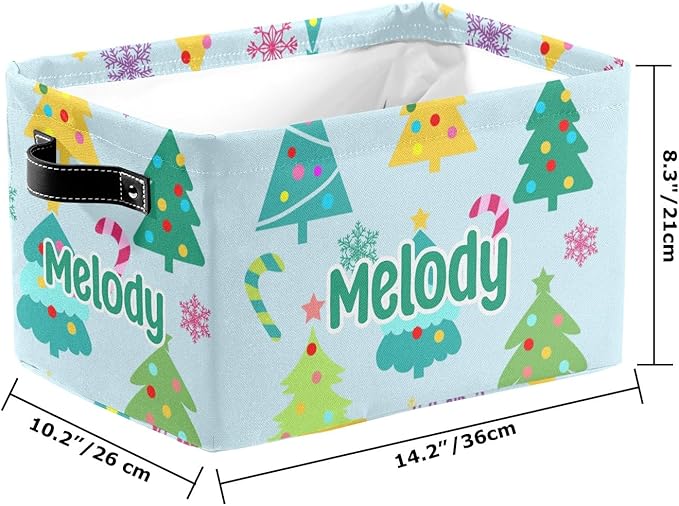 Deven Christmas Tree Personalized Large Storage Baskets for Organizing Shelves with Handle,Closet Decorative Storage Bins for Bathroom,Nursery,Home