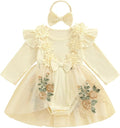Giraropa Baby Girl Fall Winter Clothes Long Sleeve Romper Dress + Socks + Headband Newborn Infant Cute Casual Outfits
