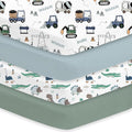 Little Grape Land Crib Sheets 4 Pack for Boys and Girls, Baby Neutral Crib Fitted Sheets for Standard Crib & Toddler Mattress, Super Soft Breathable Fitted Crib Sheet Set, Truck & Alligator