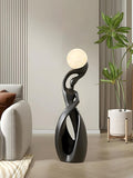 Bofea-Modern Minimalist Floor Lamp, Black for Living Room, Creative Nordic Bedside Bedroom with 3D Moon Tall Lights, Art Decoration for Girls Room, Dresser, Office