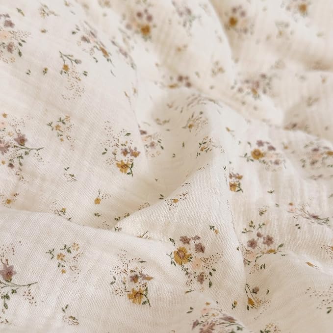 BuLuTu Cottage Floral Duvet Cover King, Soft Breathable Muslin Cotton Comforter Cover 90"x104", Princess Ruffles Bedding Quilt Covers, Zipper Closure,4 Ties, Crapemyrtle Print, No Pillow
