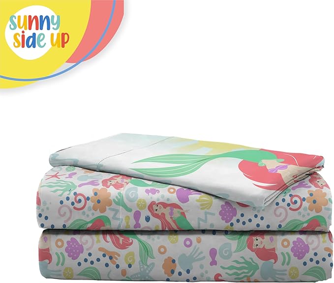 Sunny Side Up Disney The Little Mermaid Twin Sheet Set - 3 Piece Kids Bedding Set Includes Pillow Cover - Super Soft Ariel Microfiber Sheets