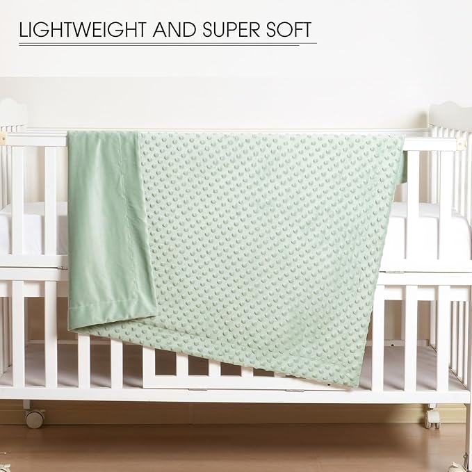 david's kids Micro Fleece Minky Baby Throw Blanket for Girls with Double Layer and Soothing Raised Dots, 50x60 Inches Breathable and Soft Lightweight Receiving Blanket for Newborns Sage Green