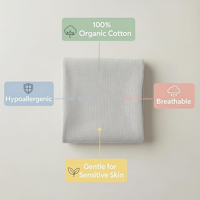 Customized Baby Blanket - 100% GOTS Certified Organic Cotton - Personalized Baby Blanket for Newborn - Embroidered Swaddle, Custom Monogram Baby Name Blankets (Baby Blue)