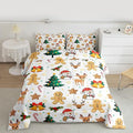 Feelyou Merry Christmas Comforter Set All Season Gingerbread Man Bedding Set with 2 Pillow Cases Cute Deer Microfiber Kids Full Bedclothes Christmas Tree Duvet Quilt Breathable Soft Lightweight