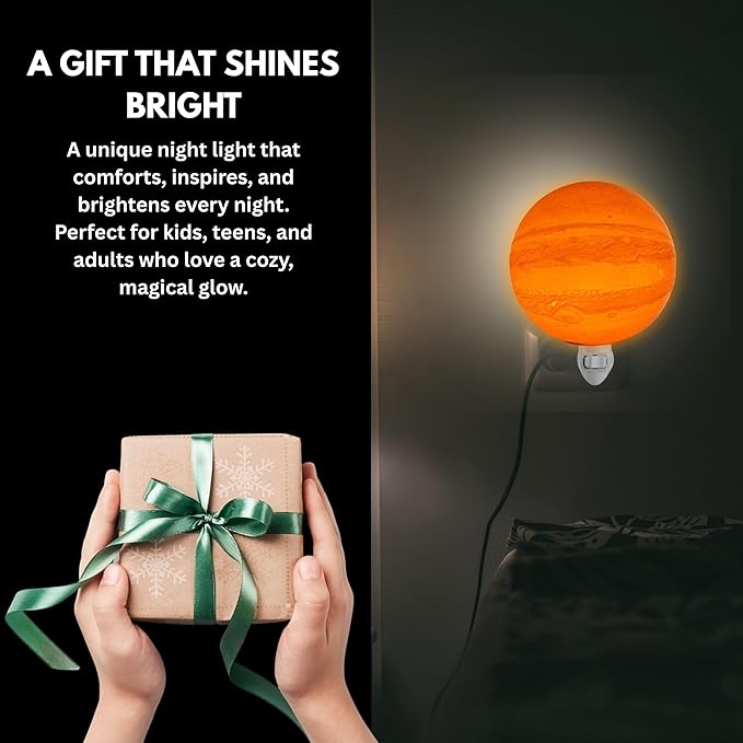 Moon Night Lights | Night Lamp LED Light | 3D Solar System NightLight, Planet Home Décor, Space Nursery, Kids Room, Space Gift, Birthday Gifts, Bedroom Decorations (Jupiter, 4 Inch)