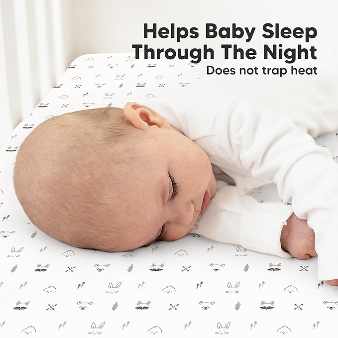 KeaBabies 2-Pack Organic Crib Sheets for Boys, Girls - 52x28 Fitted Crib Mattress Sheet Neutral, Breathable Jersey Cotton Cover for Baby Bed, Toddler Mattress, Soft & Cute Prints (Nordic)