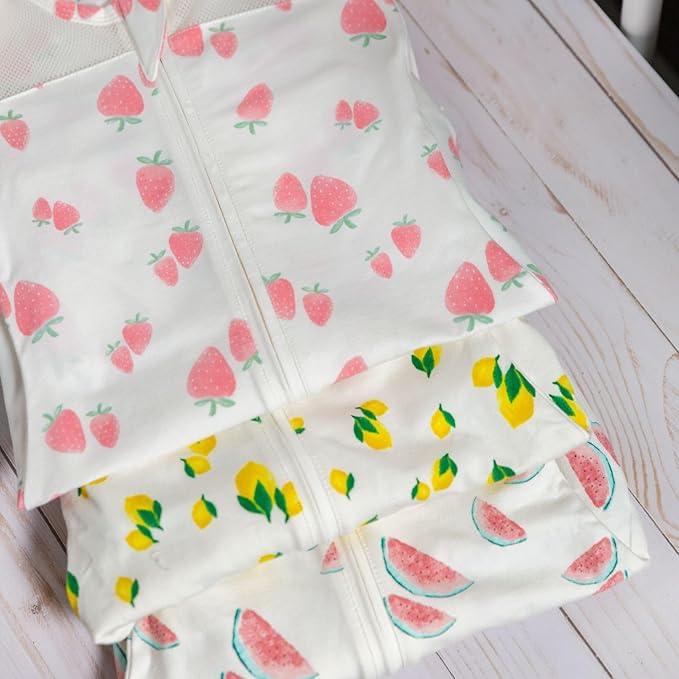 Happiest Baby SNOO Sleep Sack - 100% Organic Cotton Baby Swaddle Blanket - Doctor Designed Promotes Healthy Hip Development (Ivory Strawberries, X-Large)