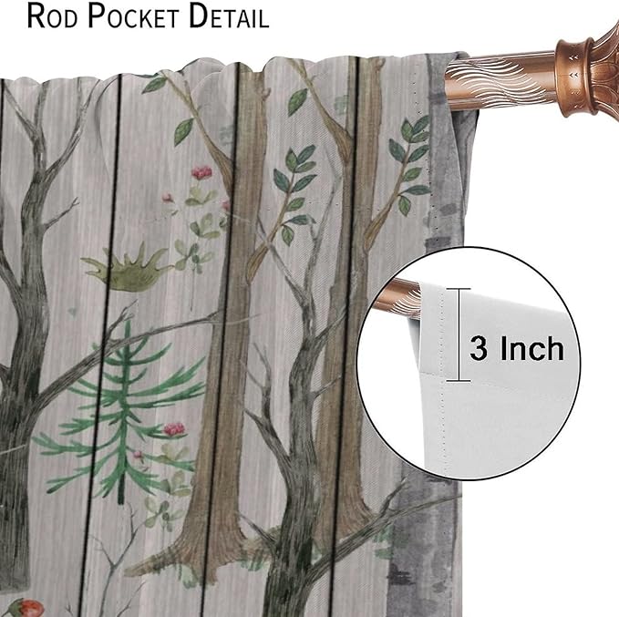 Forest Animal Curtains,Winter Dry Branches Pine Tree Moose Bear Animal Print Curtains for Children Boys and Girls Bedroom Living Room 63x72in