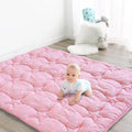 SPRINGSPIRIT Baby Play Mats for Floor, 59x59 Inch Thicker and Larger Soft Foam Playmats for Babies and Toddlers, Foldable Washable Baby Playpen Mat, Pink