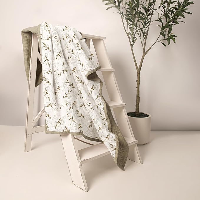 lulumoon Muslin Baby Blanket for Boy: Cotton Toddler Blanket - Soft Lightweight for Nursery & Daycare 47"× 47"(Brown Branches)