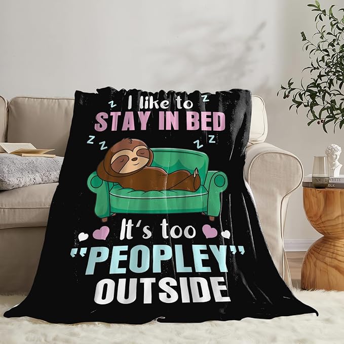 Funny Sloth Throw Blanket Sloth Gifts for Girls Boys Women Men Kids Adults Soft Flannel Fleece Blanket for Couch Sofa Bed Home Decor 40"x50"