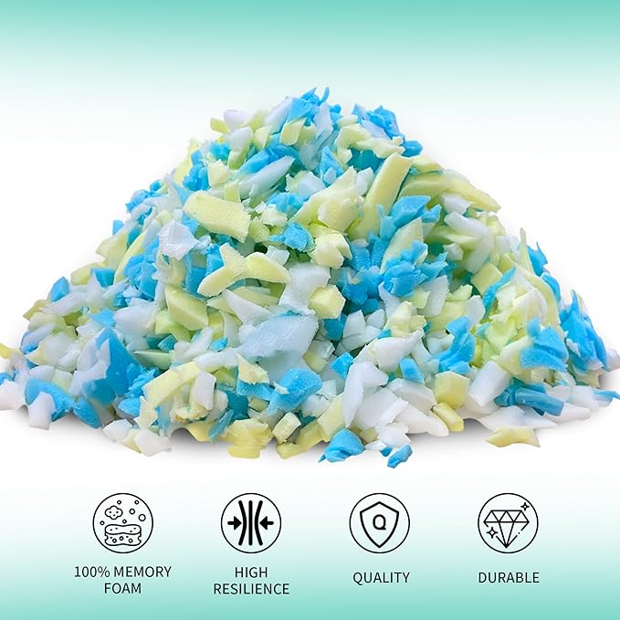 20lbs Shredded Memory Foam Bean Bag Filler, Soft and Convenient Bean Bag Filling Pillow Stuffing for Beanbag, Couch, Cushion, Stuffed Animals, Dog Bed, Arts Crafts