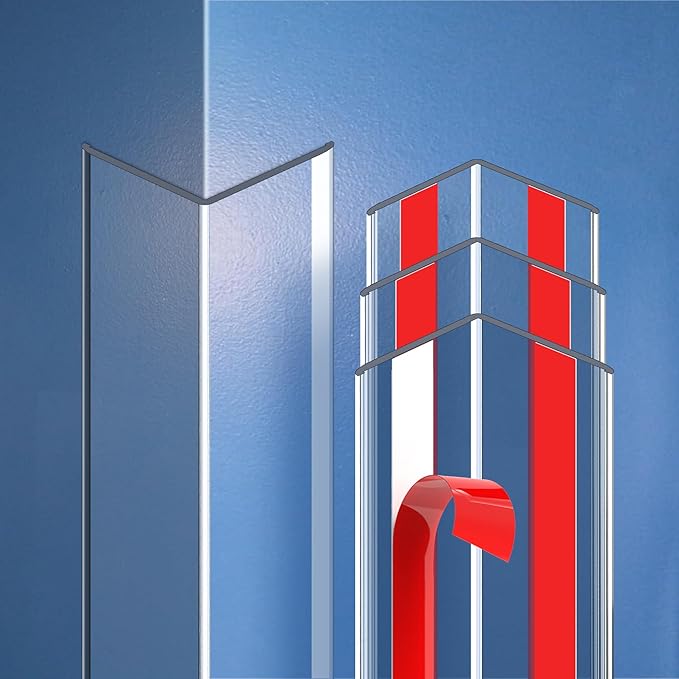 Clear Self-Adhesive Wall Corner Protectors-4 PCS of Corner Guards & Edge Protector for Baby, Furniture, Door, Tables, Cover Sharp Furniture, Easy to Install (3cmx90cm/1.18inx35.4in)