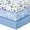 Pack and Play Sheets Fitted, 3 Pack Soft Stretchy Baby Mini Crib Sheets for Pack N Play Mattress and Portable Playard Sheets for Boys and Girls Blue Stars Koala